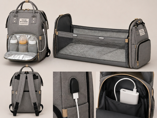 PAÑALERA MORRAL TIPO-CUNA 3-EN-1